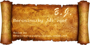 Bercsinszky József névjegykártya